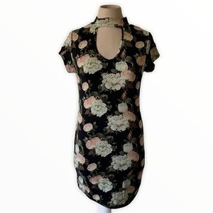Black with floral pattern‎ mini dress